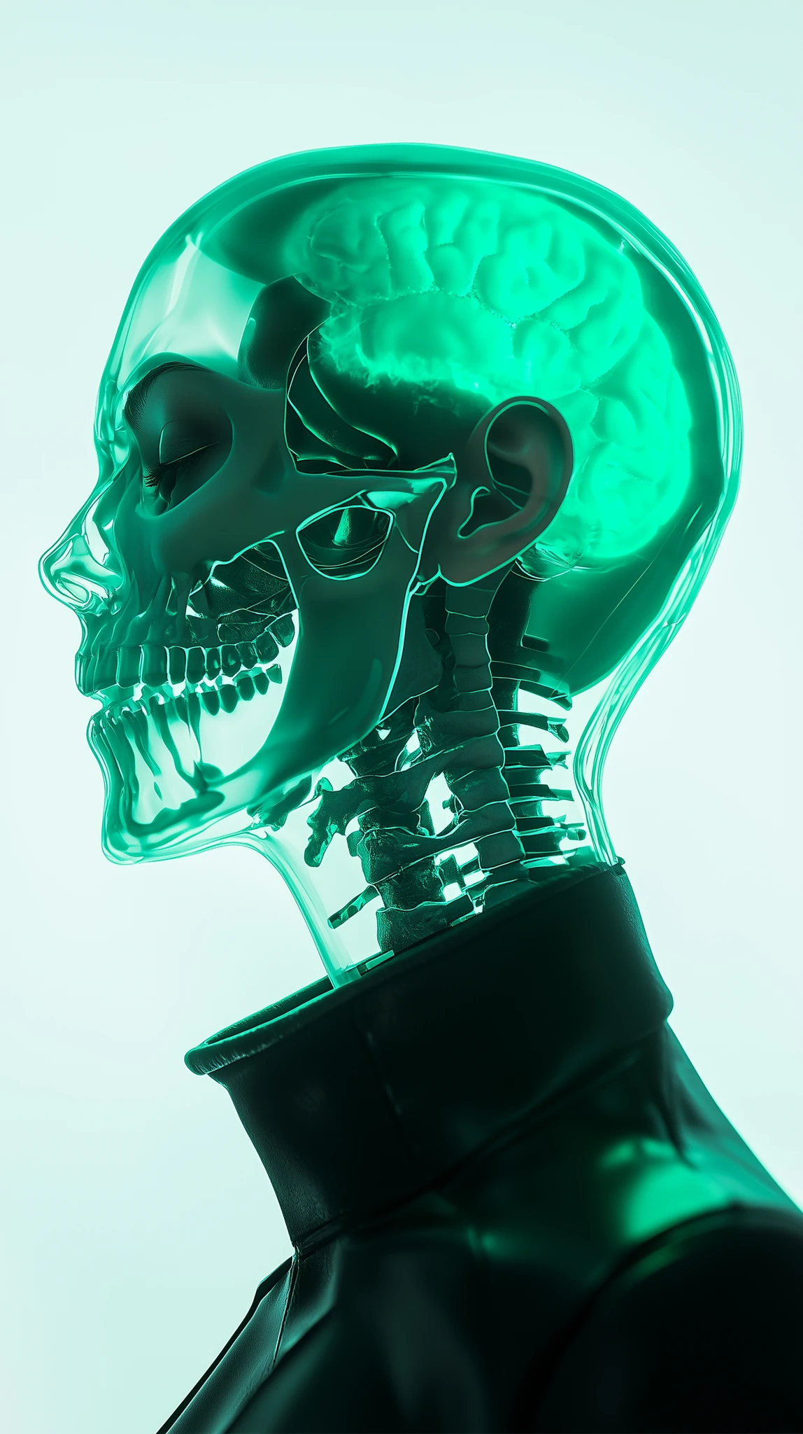 Woman Glowing Skull Neon Cyberpunk