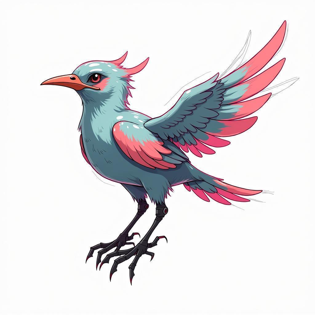 Cyberpunk Bird Sketched With Neon Accents