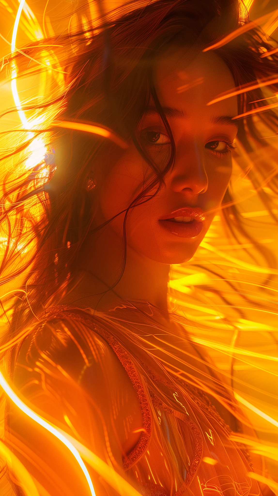 Woman Motion Blur Orange Energy