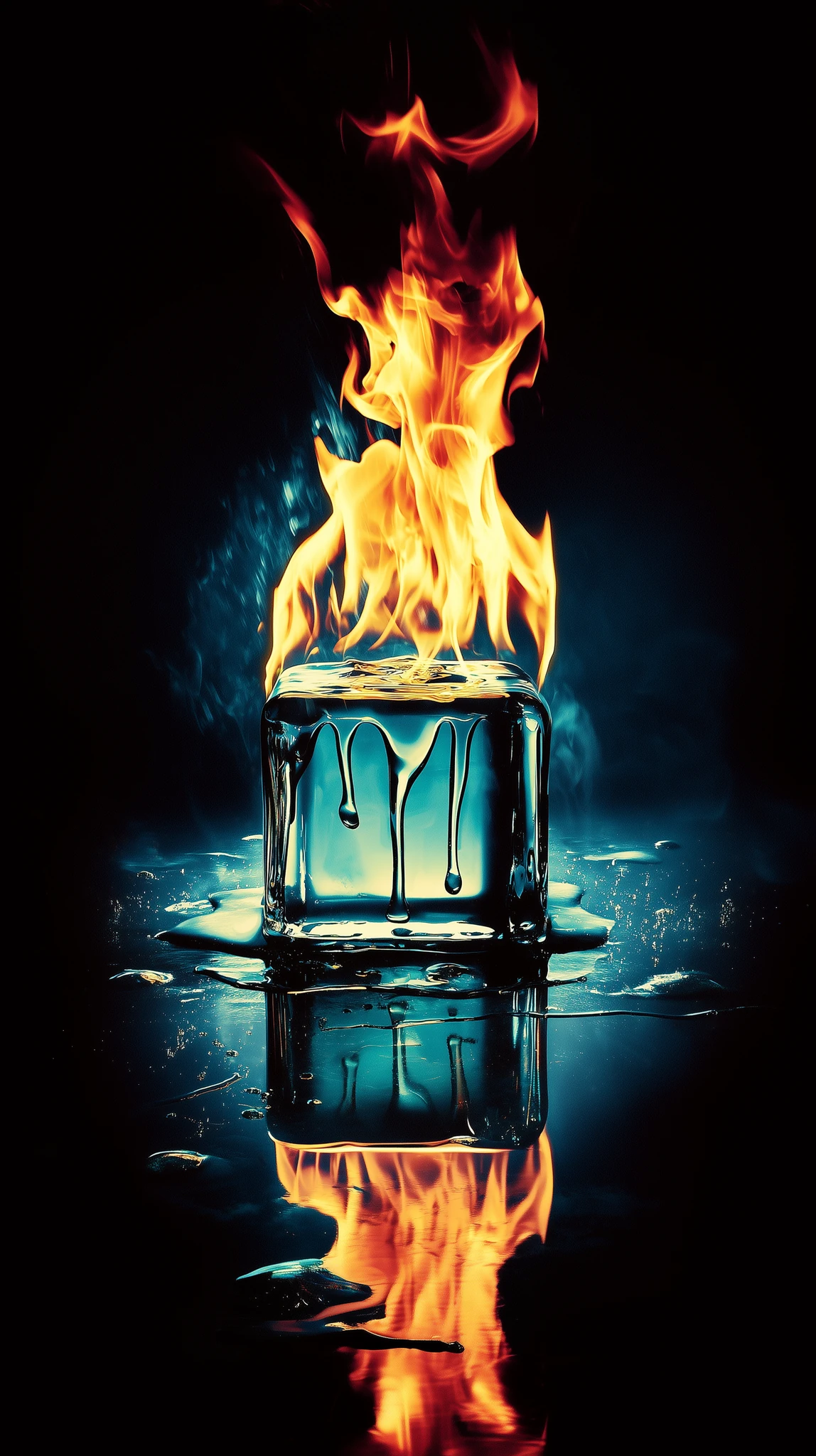Fire Burning Ice Macro Photography