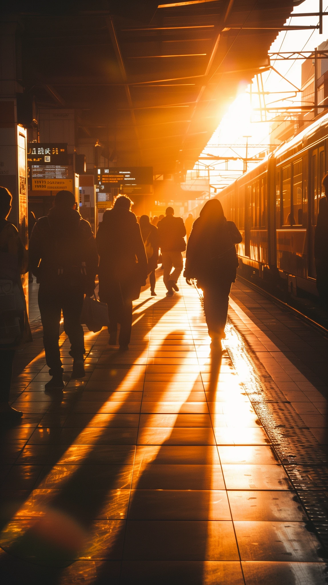 Urban Train Platform Golden Hour