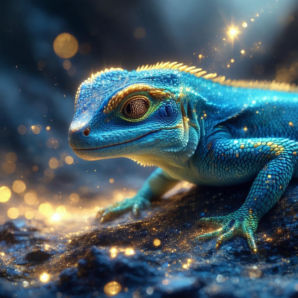 Celestial Lizard Aglow in Cosmic Stardust