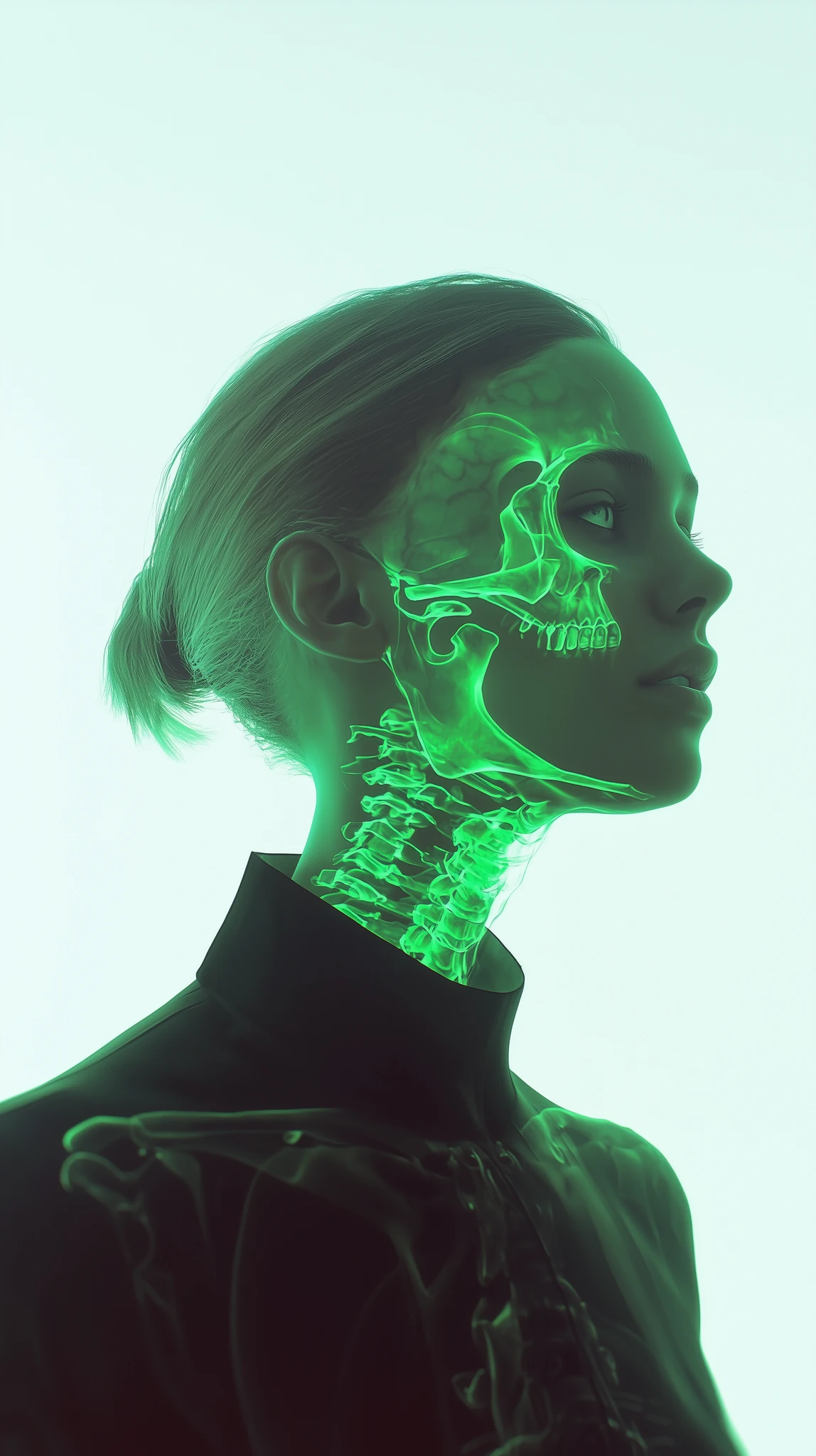 Neon Skull Woman Sci-Fi Portrait