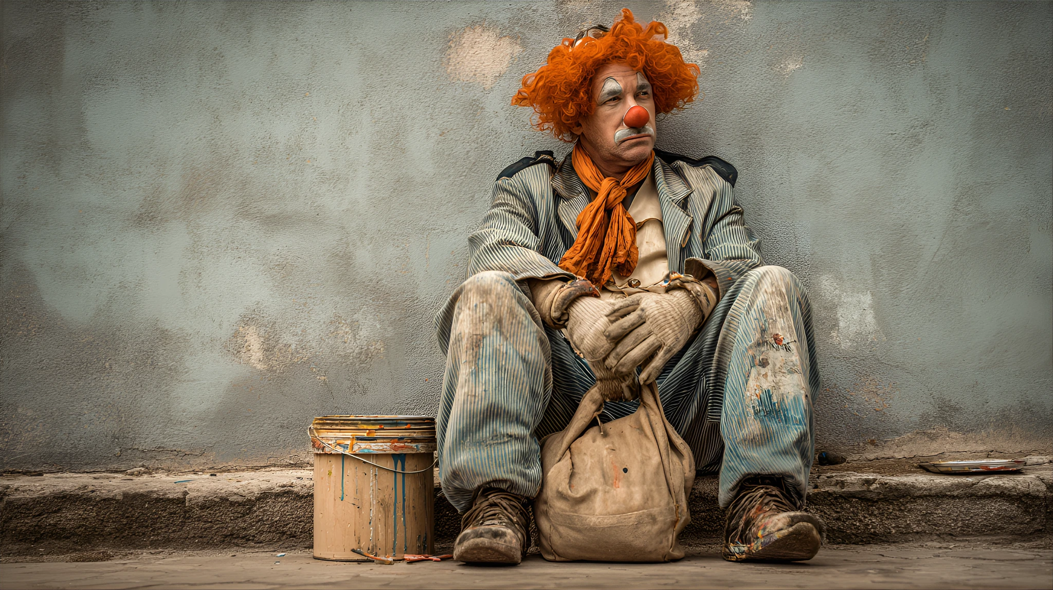 Sad Clown Urban Alleyway Melancholic