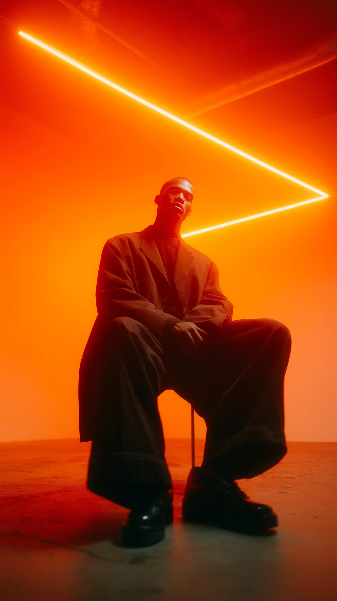 Male Model Neon Orange Streetwear