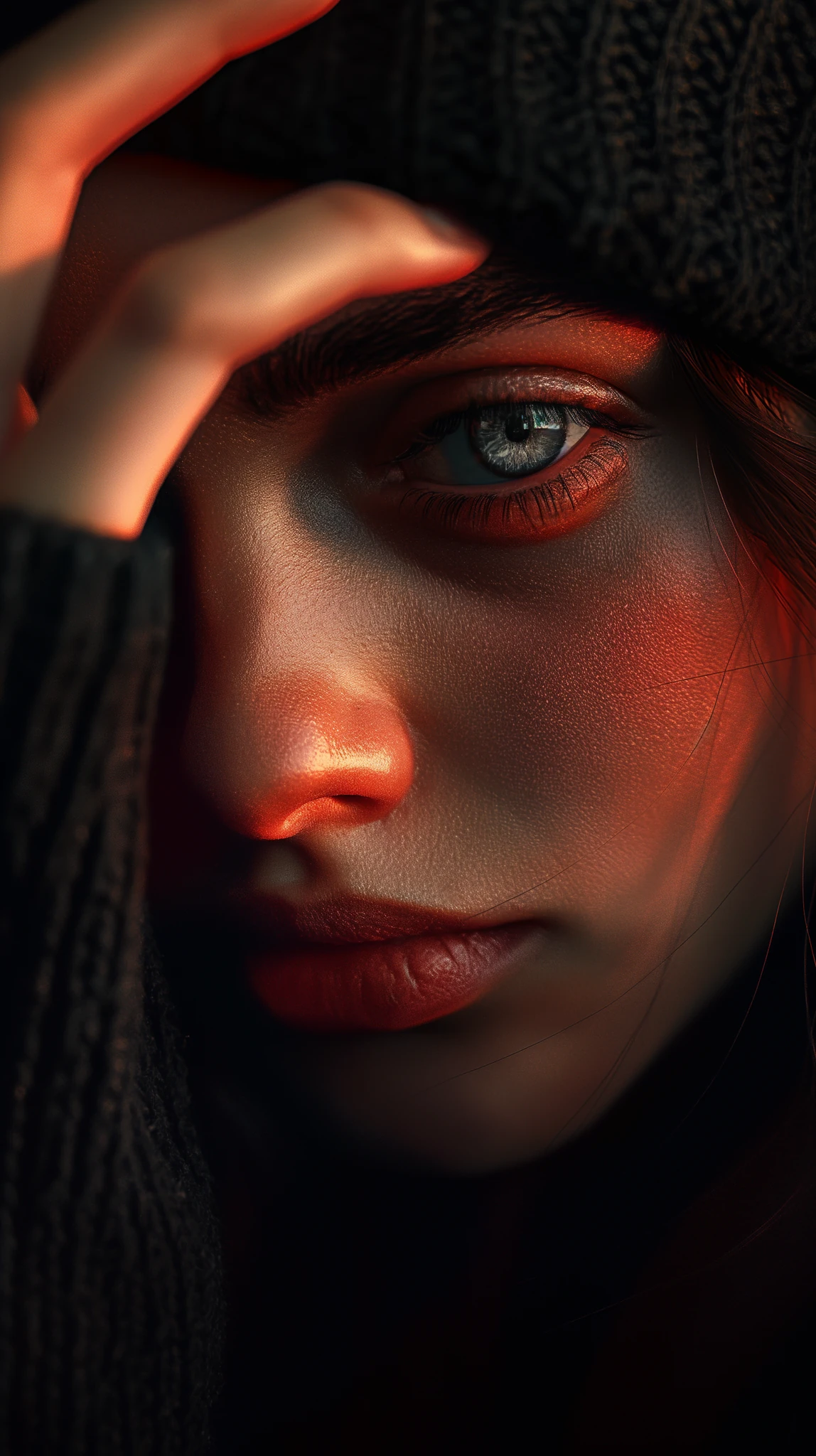 Woman Hand Covering Face