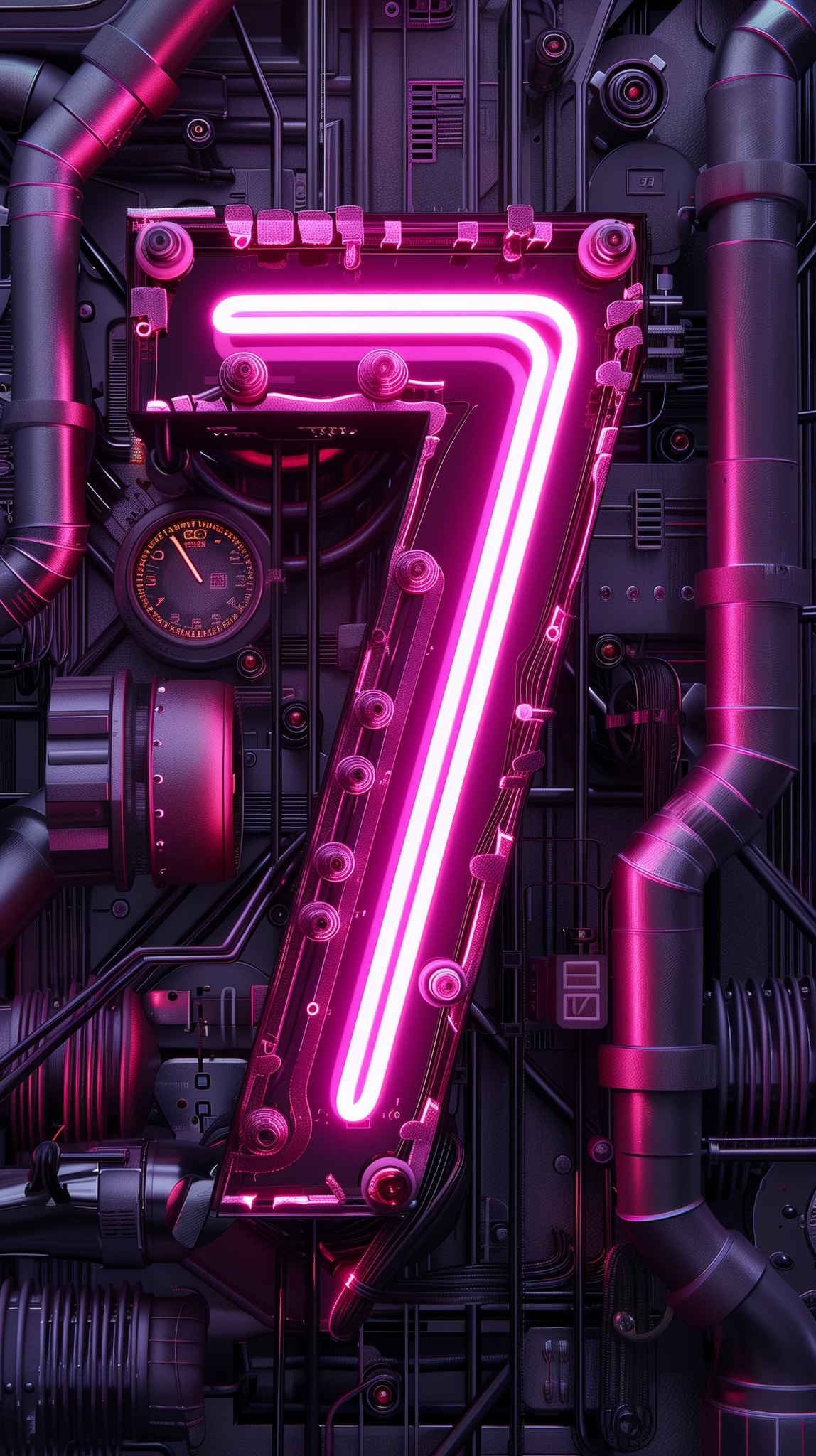 Neon Number Seven Magenta