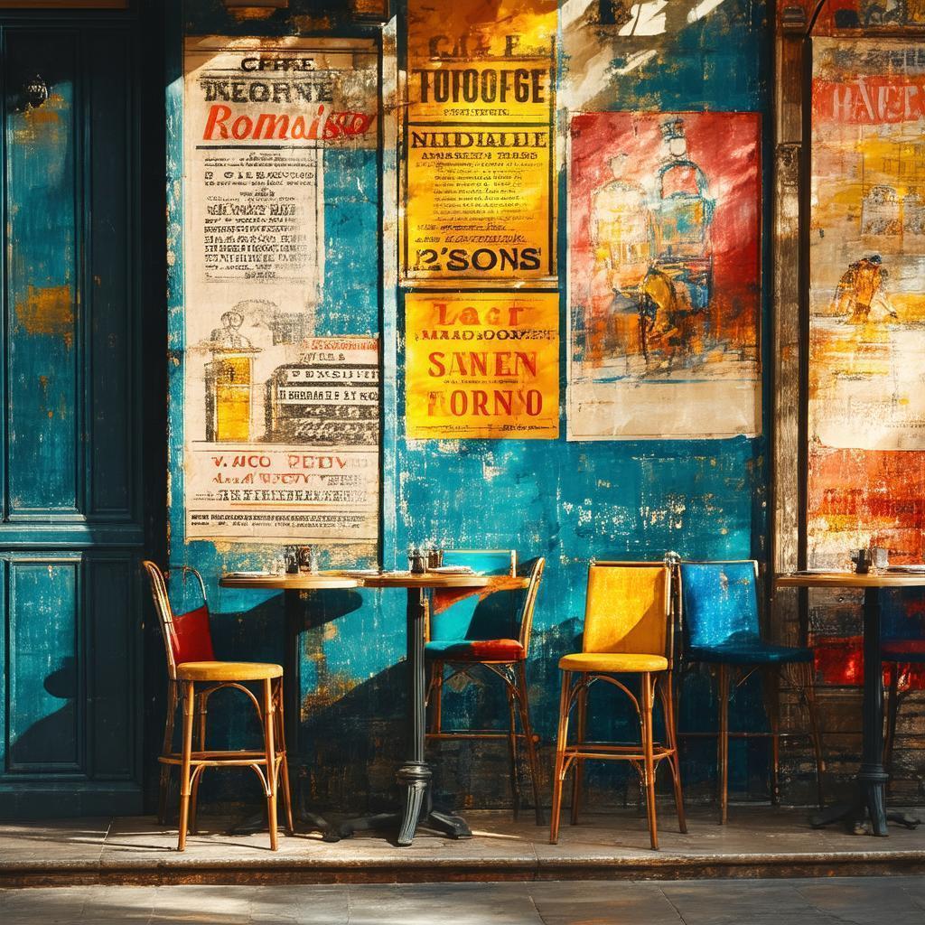 Impressionist Cafe Wall of Vintage Posters