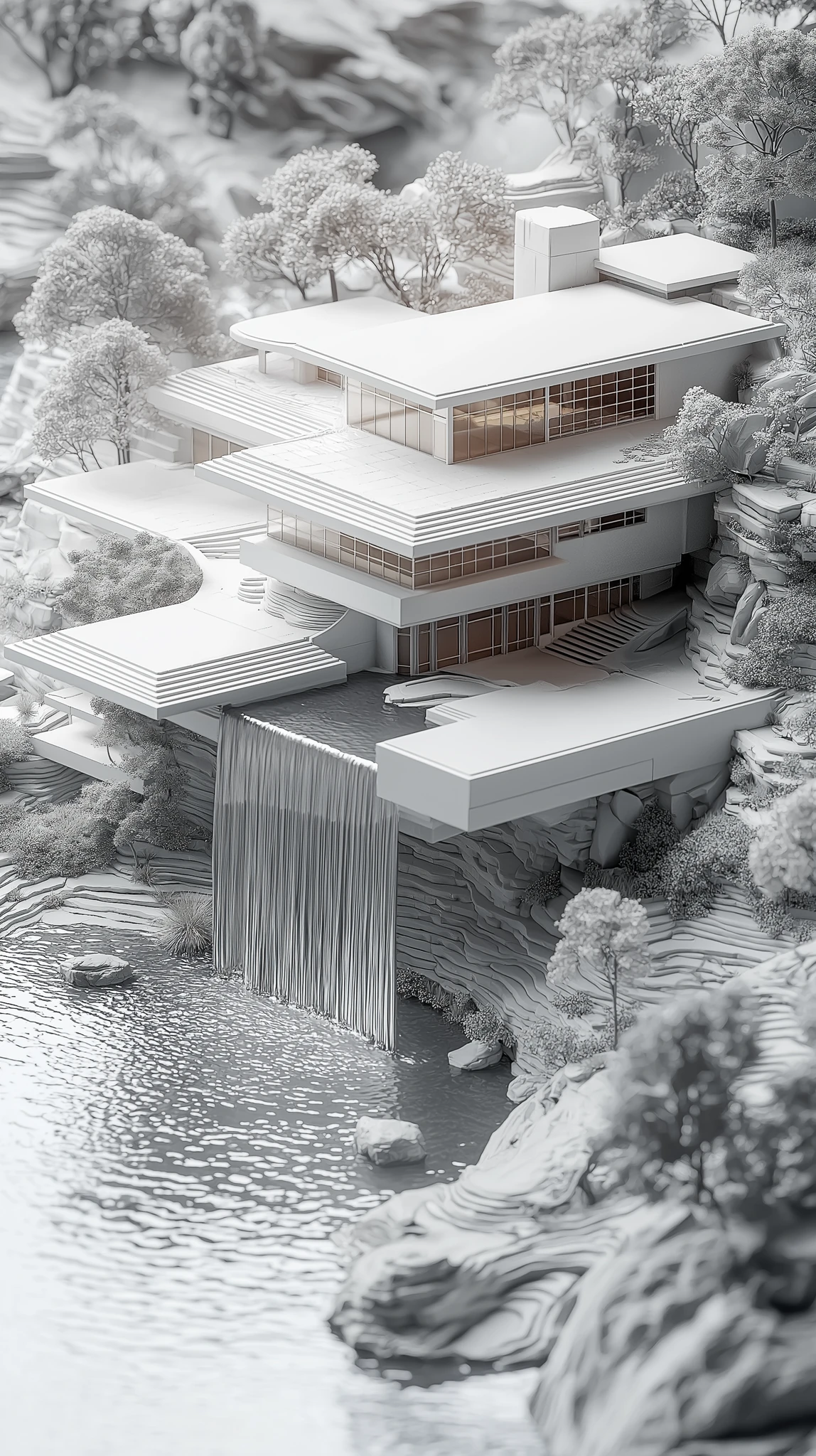 Waterfall Isometric Architecture