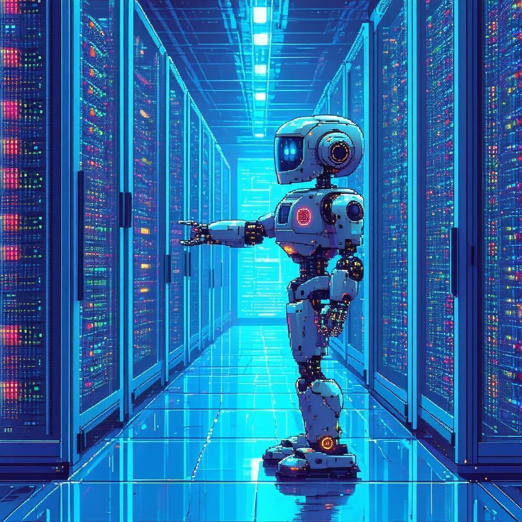 Pixel Robot Pressing Buttons in Data Center