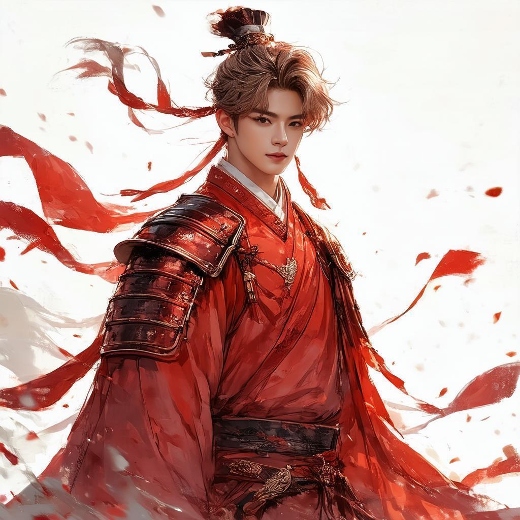 Jimin Faced Chinese Warrior in Flowing Wind