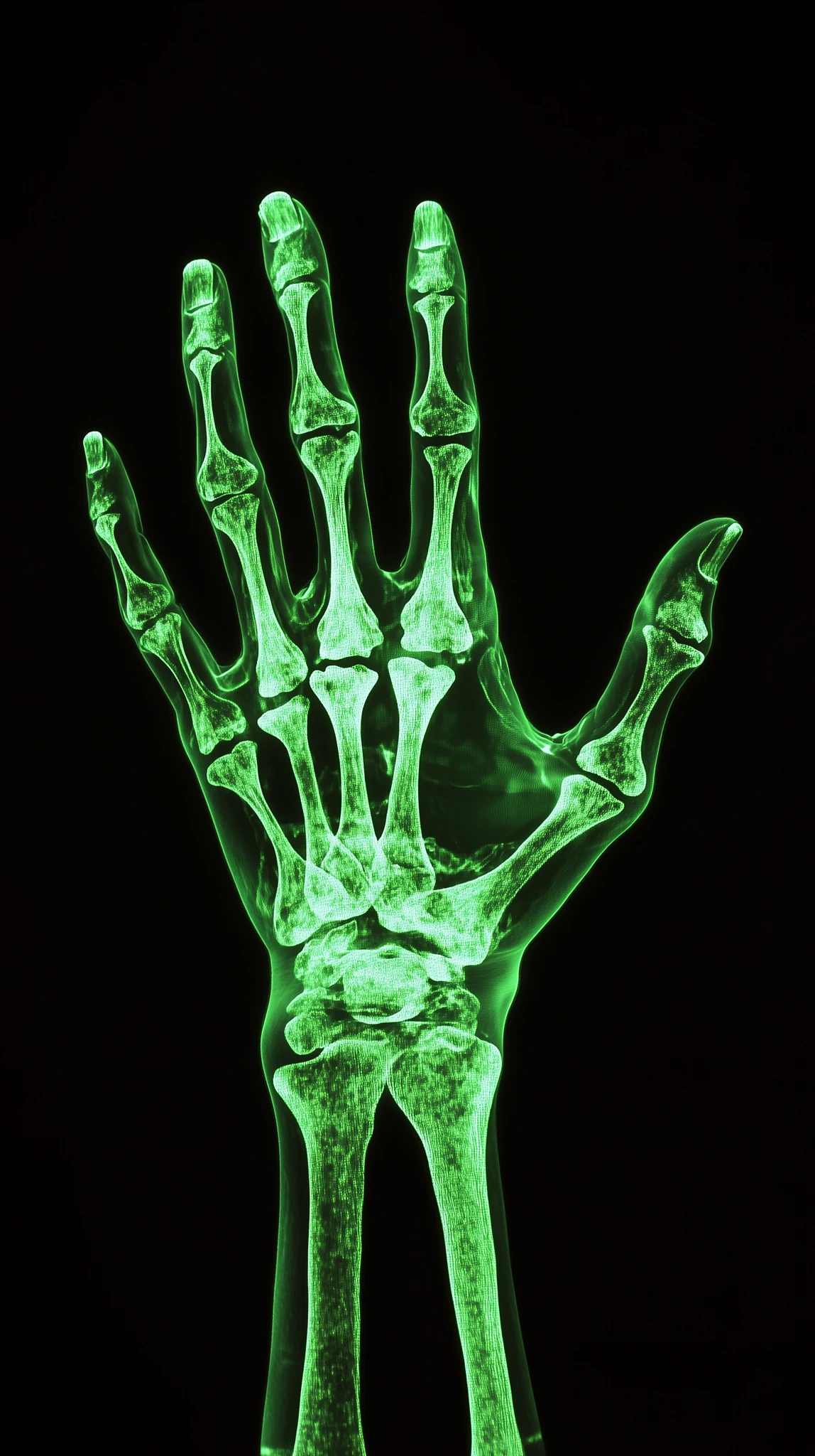 Neon Green Hand X-Ray