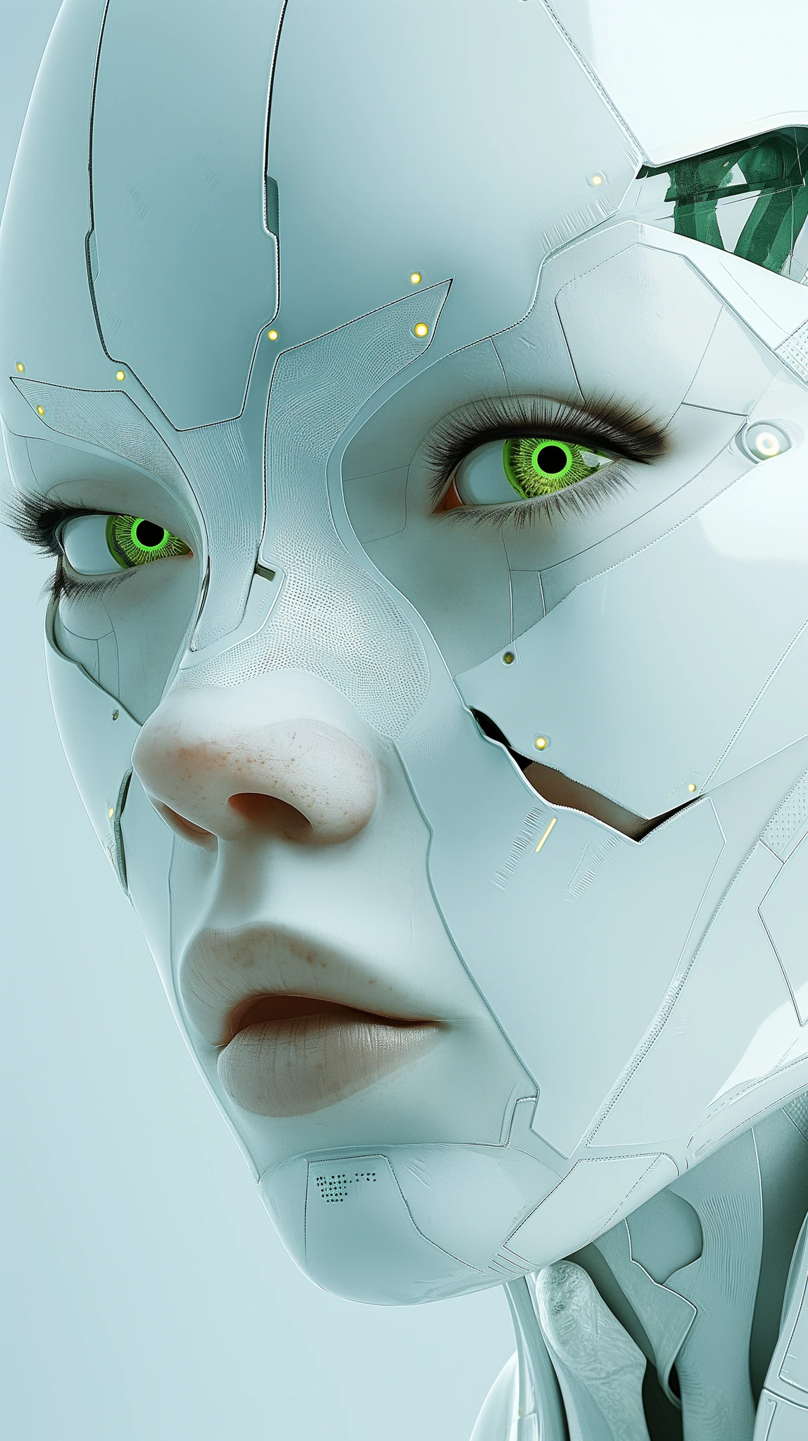 Woman Robotic White Face