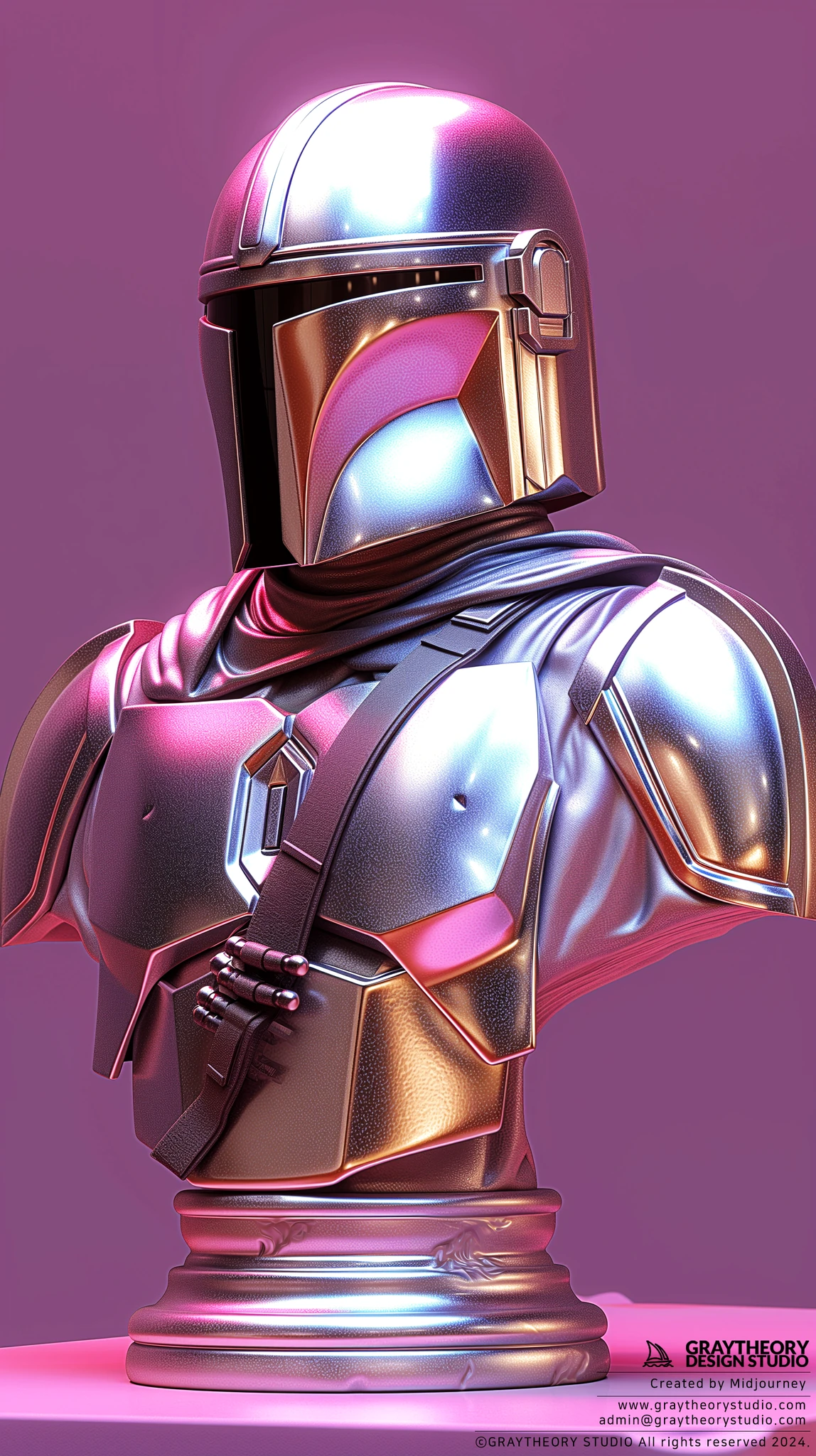Mandalorian Bust Silver Side Profile