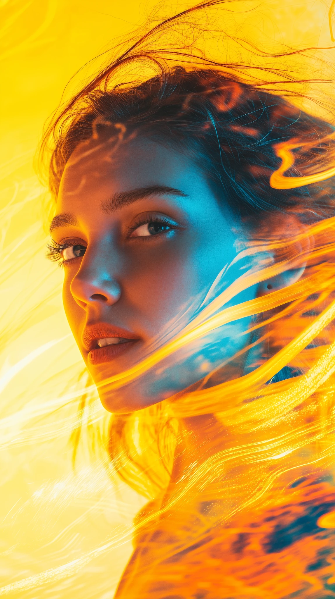 Woman Motion Blur Dynamic Color Fashion