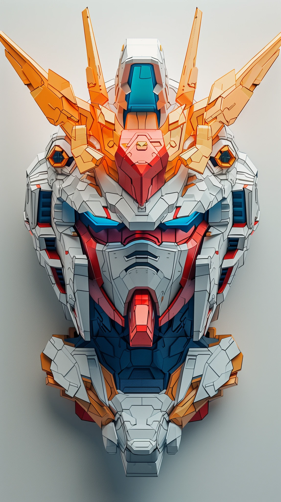 Gundam Face Paper Textured Render