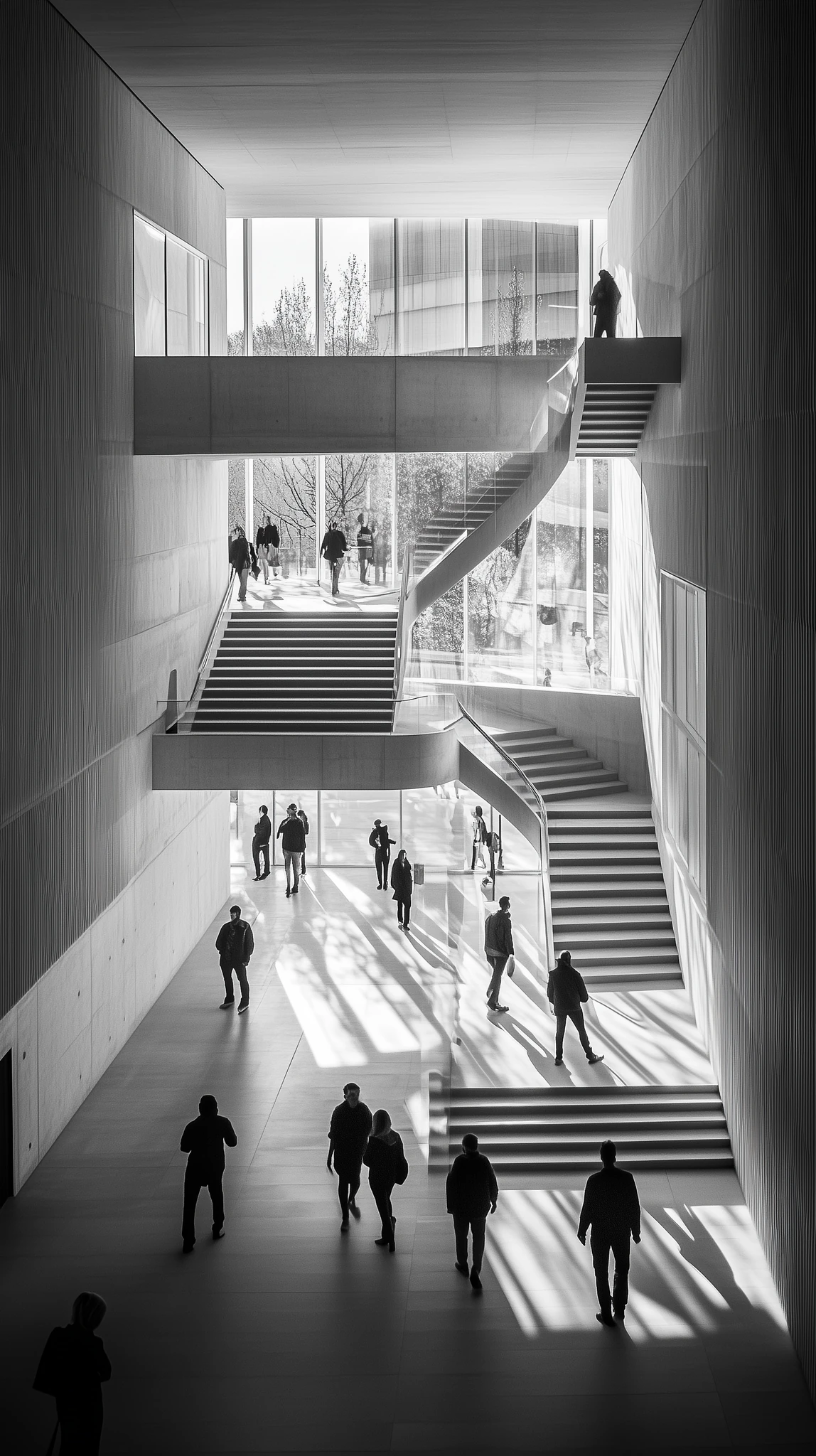 Staircase Black White Geometric Architecture