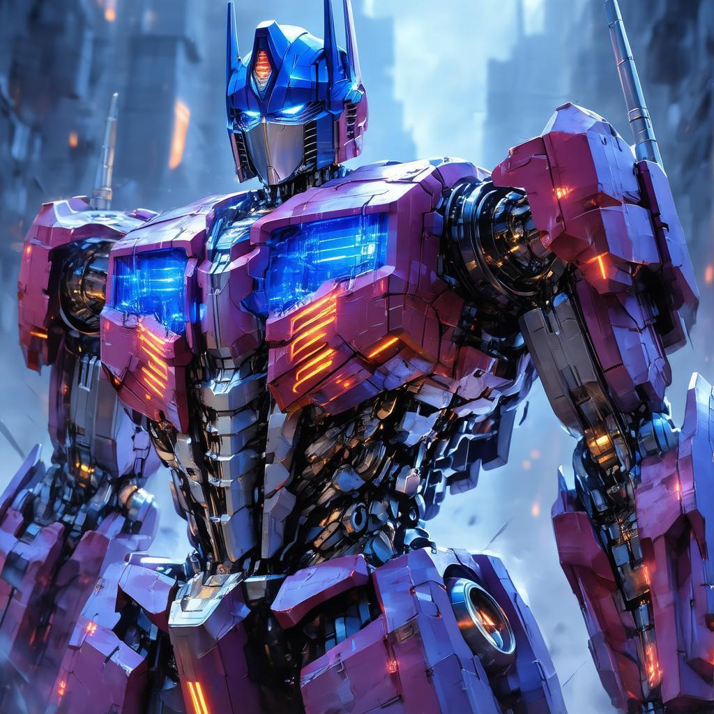 G1 Optimus Prime in Neon Battle Pose
