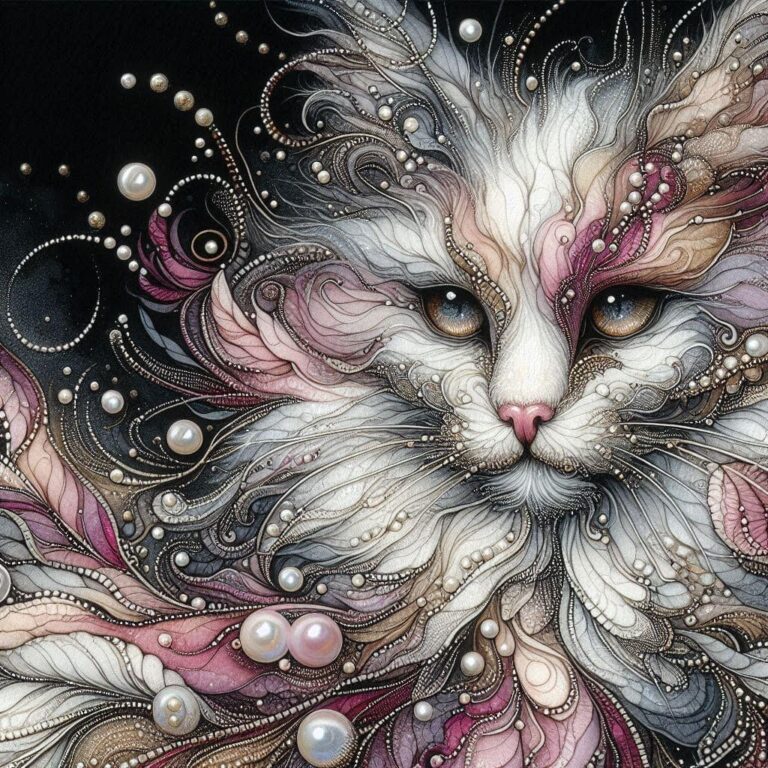 Abstract Watercolor Painting of a Cat