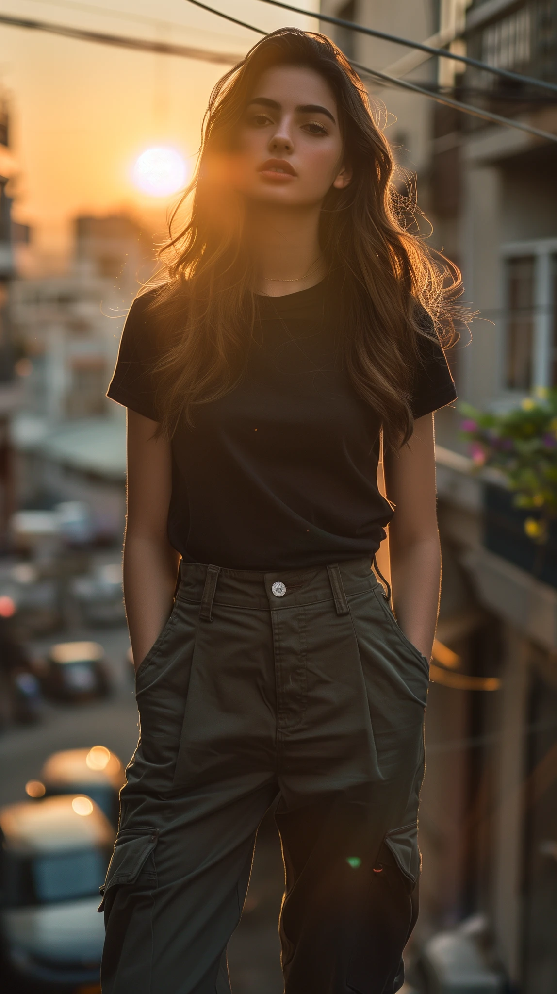 Female Model Urban Black Shirt Portrait