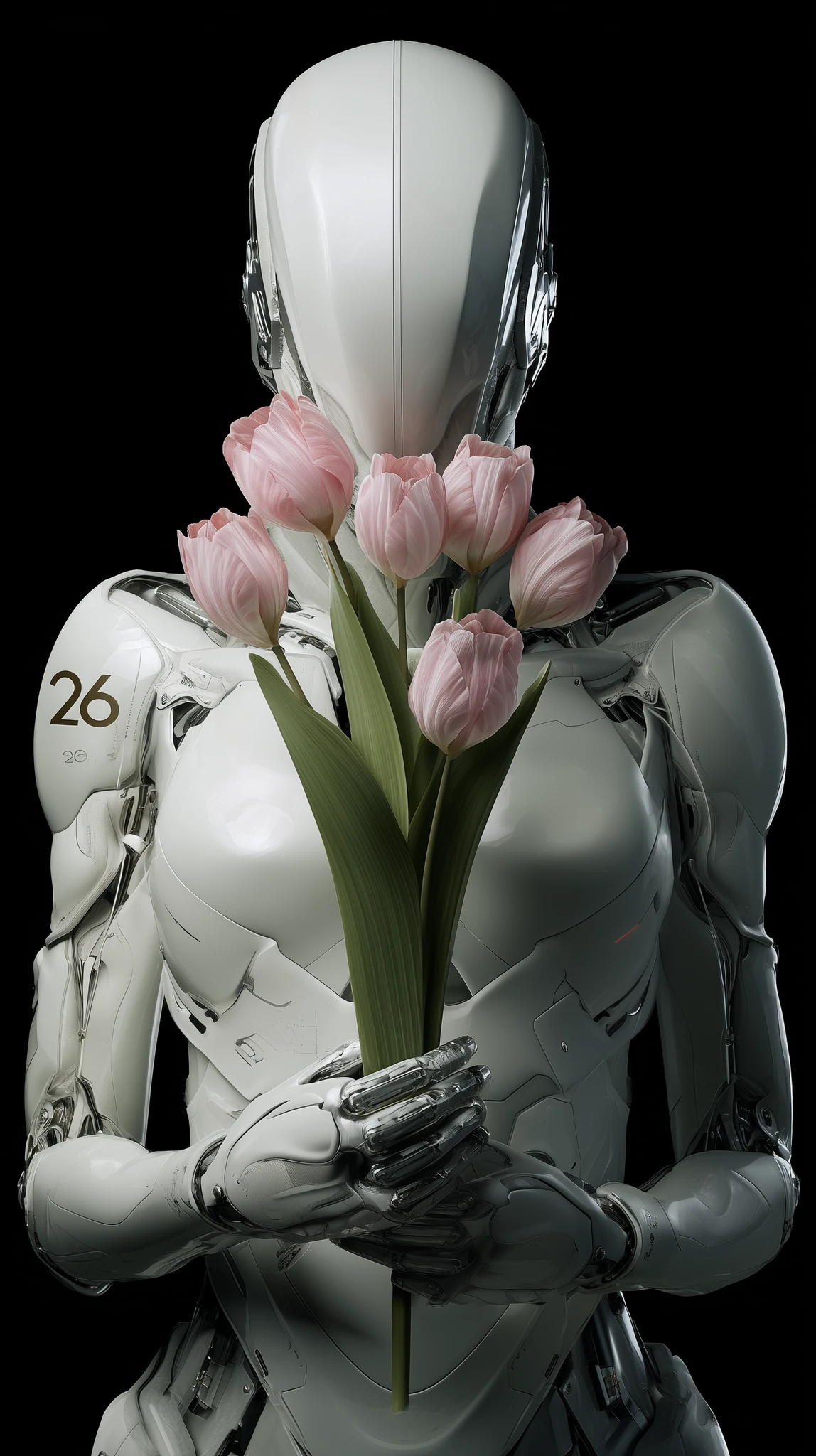 Silver Humanoid Pink Tulip Cyberpunk