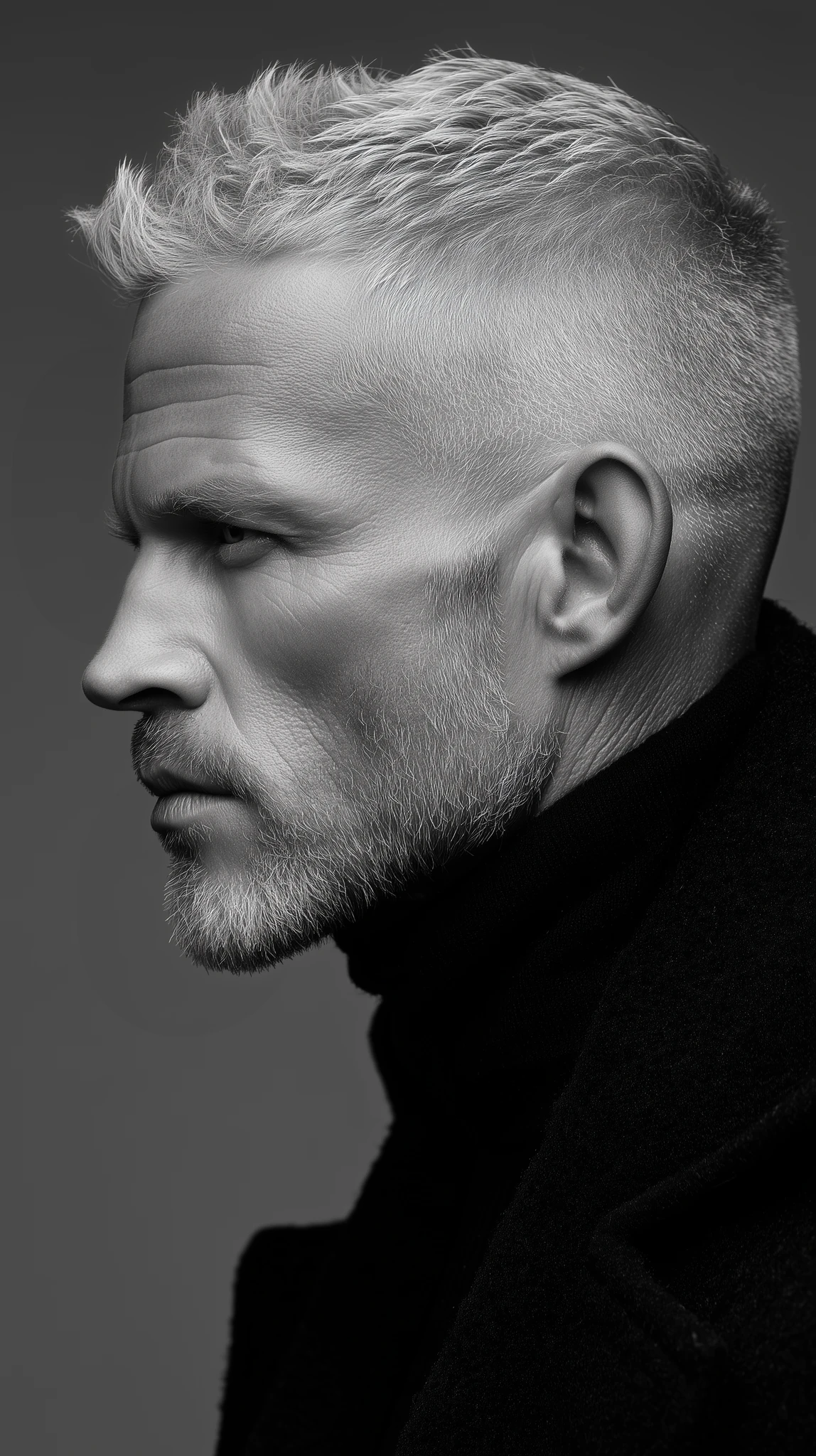 Man White Hair Side Profile Portrait