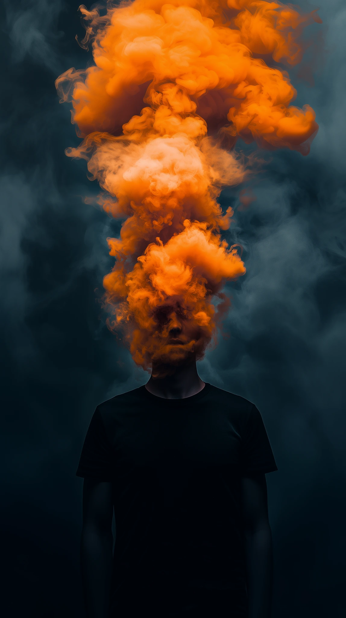 Figure Orange Smoke Surreal Portrait