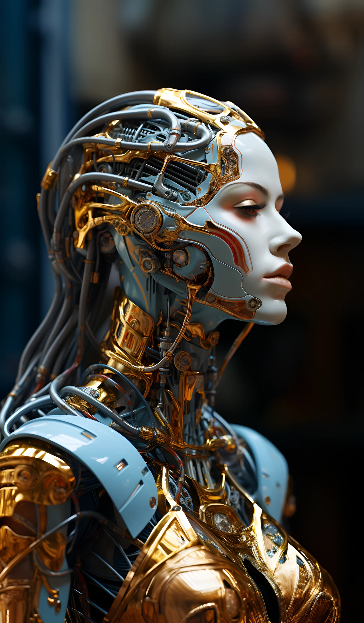Cyborg Woman Comic Style Illustration