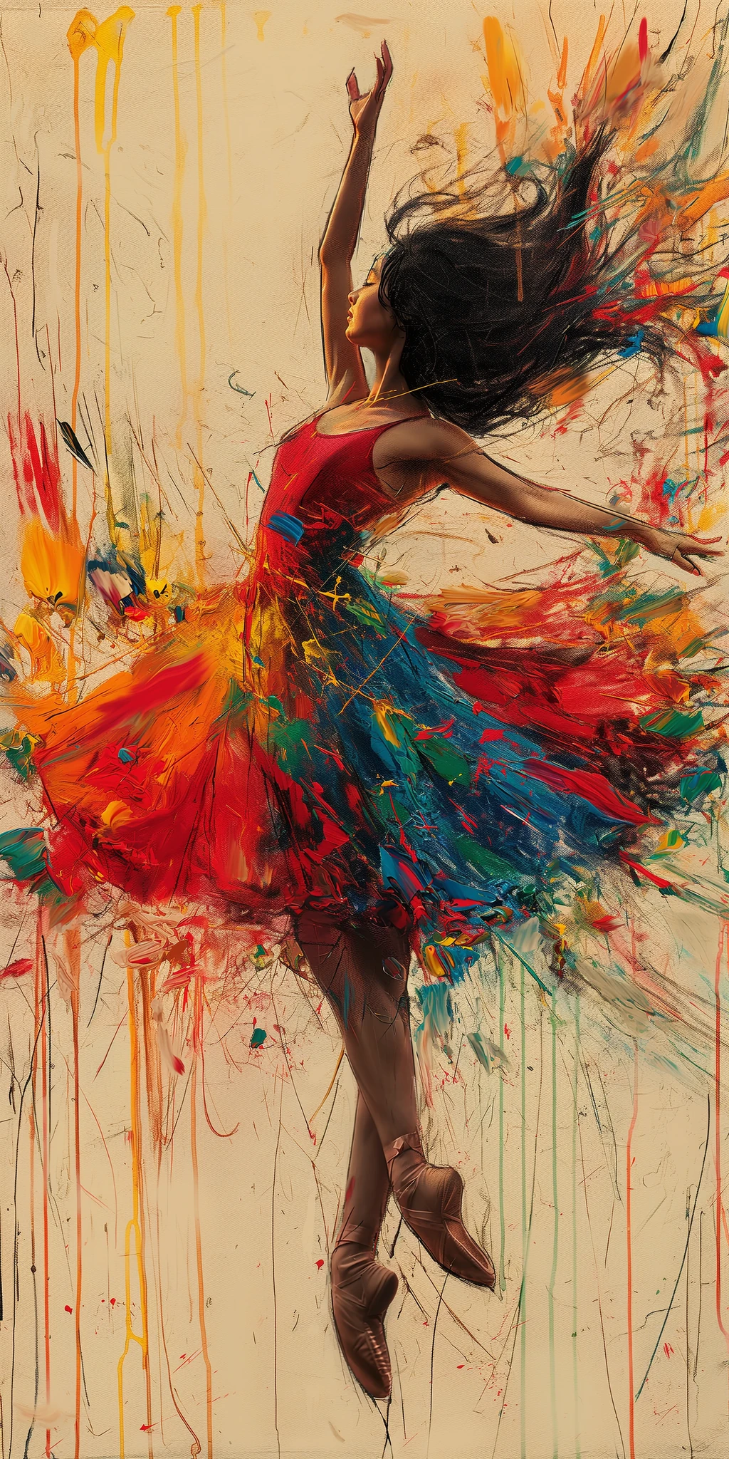 Asian Dancer Surrealist Oil Painting