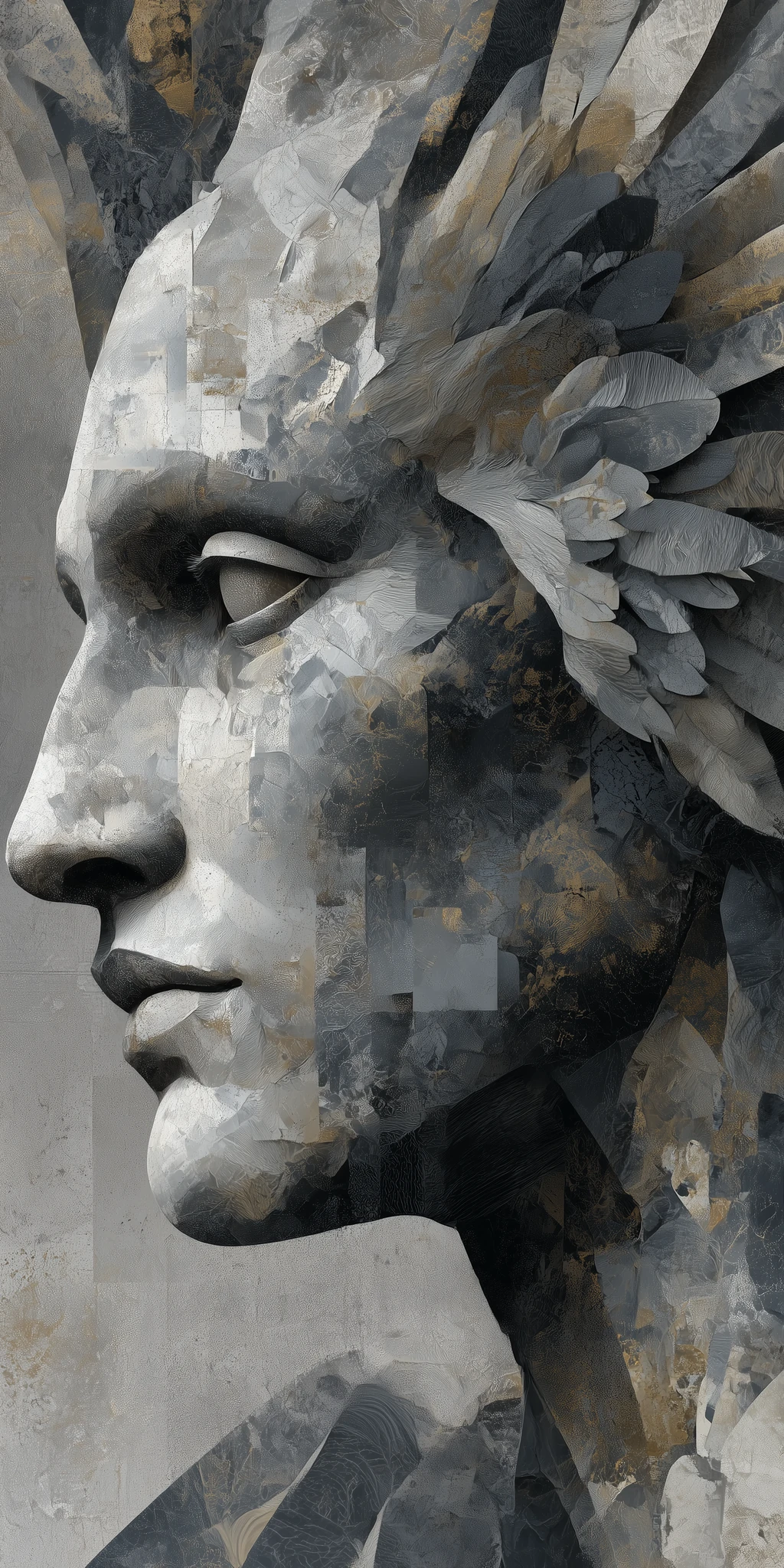 Angel Head Paper Collage Surreal