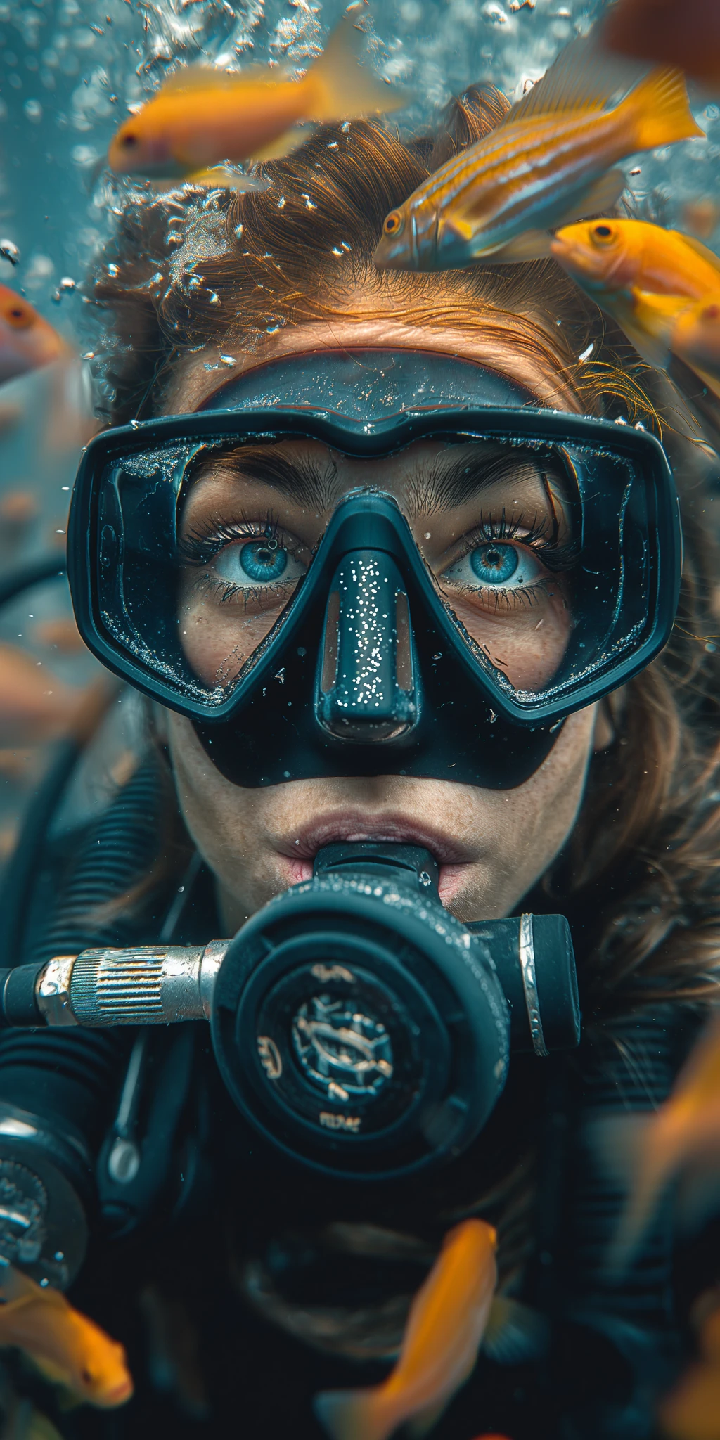 Scuba Diver Tropical Fish Underwater