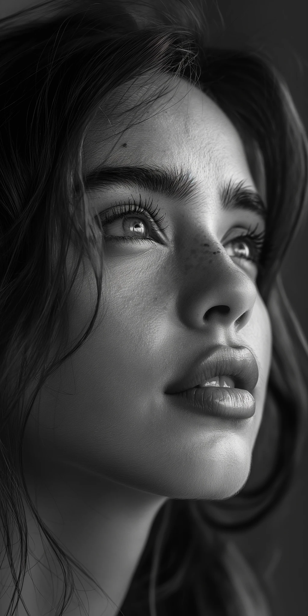 Woman Black White Photorealistic