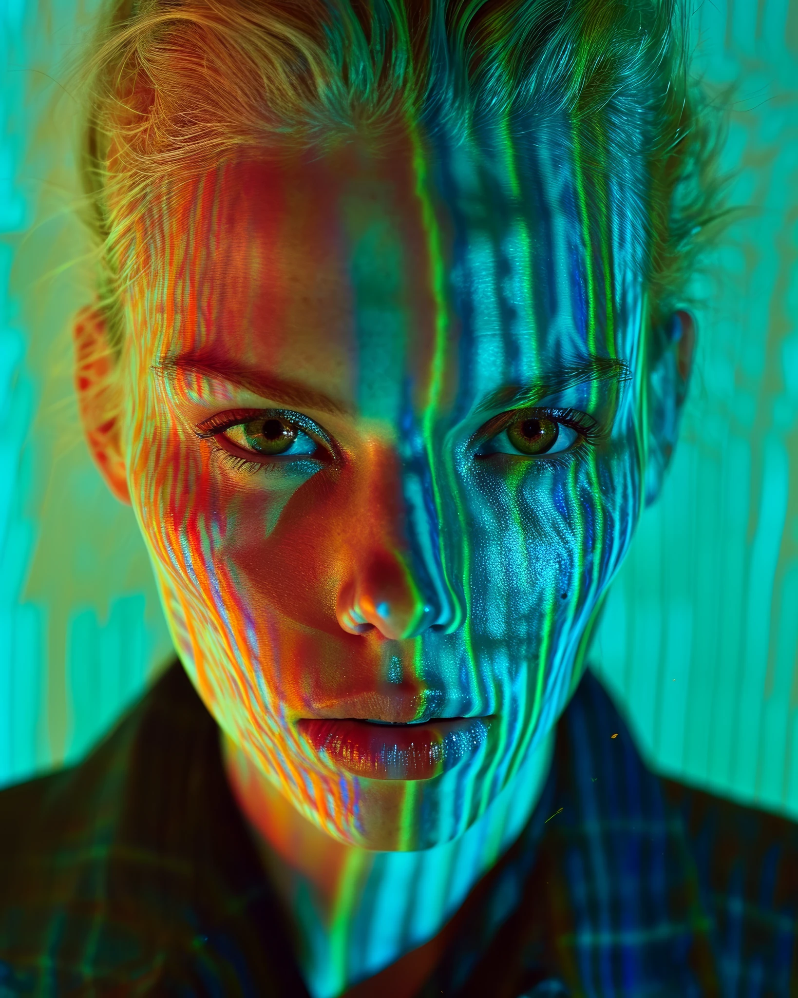 Blonde Woman Metallic Skin Portrait