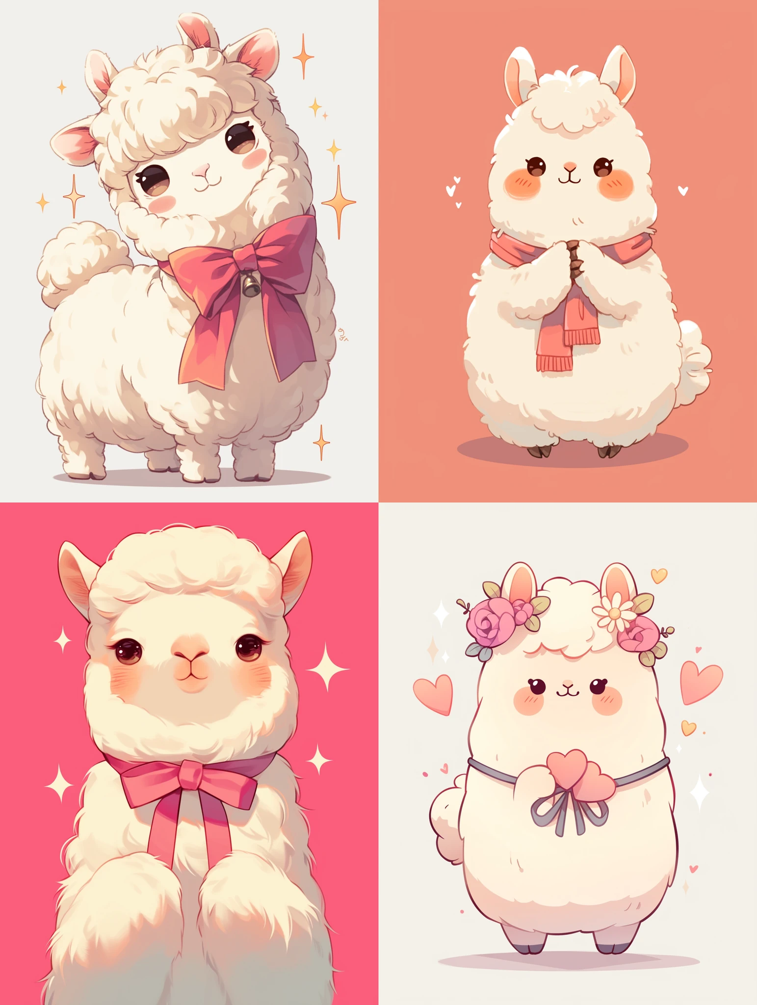 Kawaii Spiritual Llama Vector Character