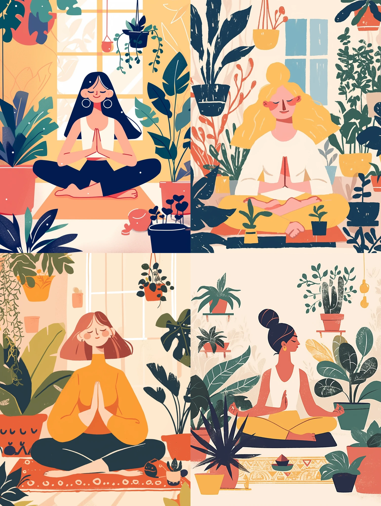 Meditating Woman Plants Matisse Poster