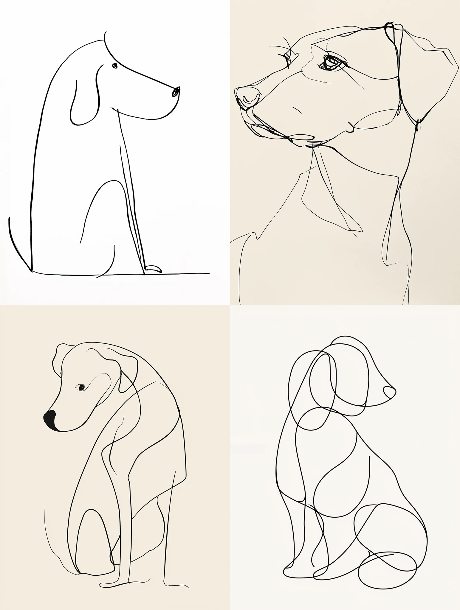 Dog One Line Drawing Outline
