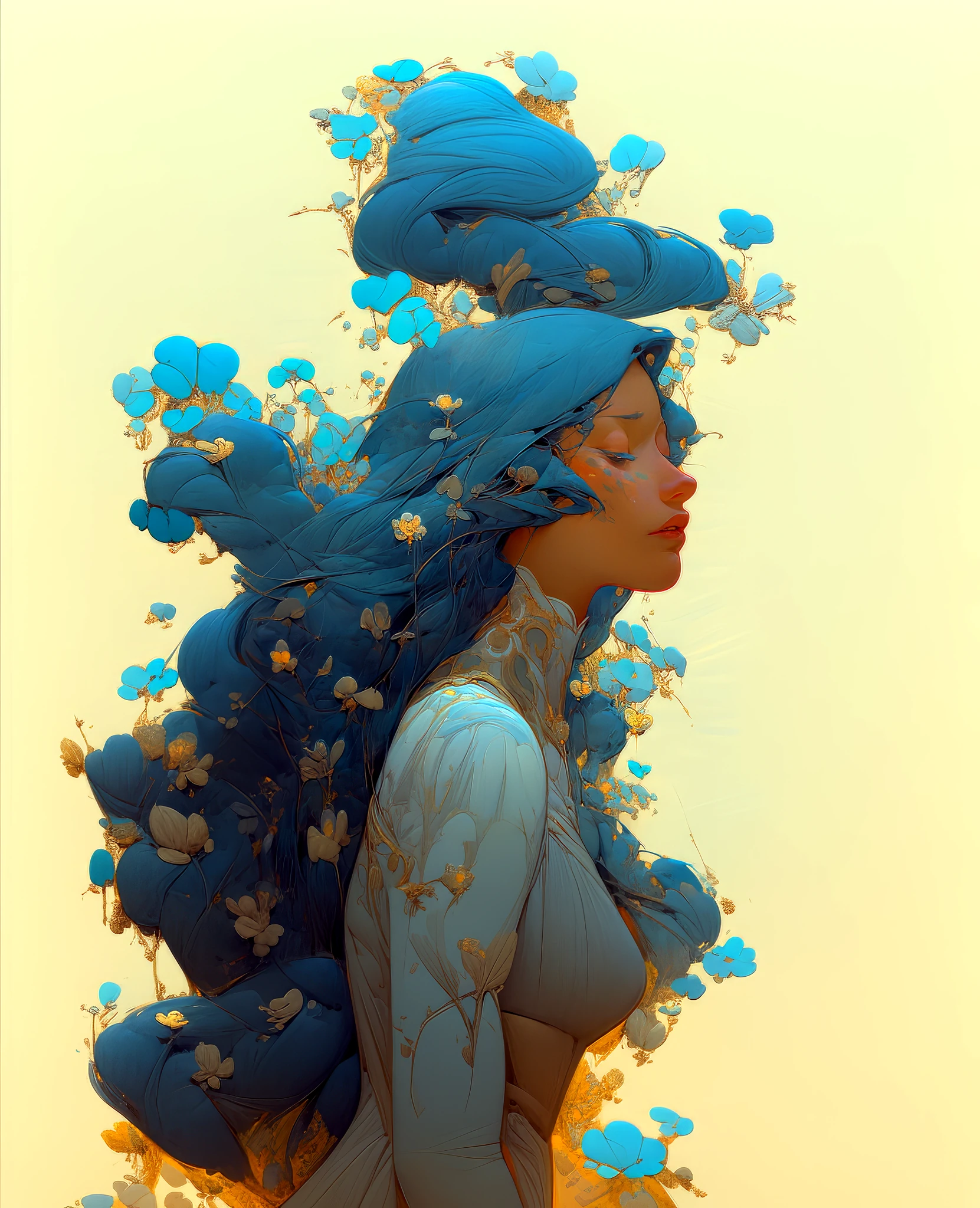 Creature Blue Hair White Face Ethereal