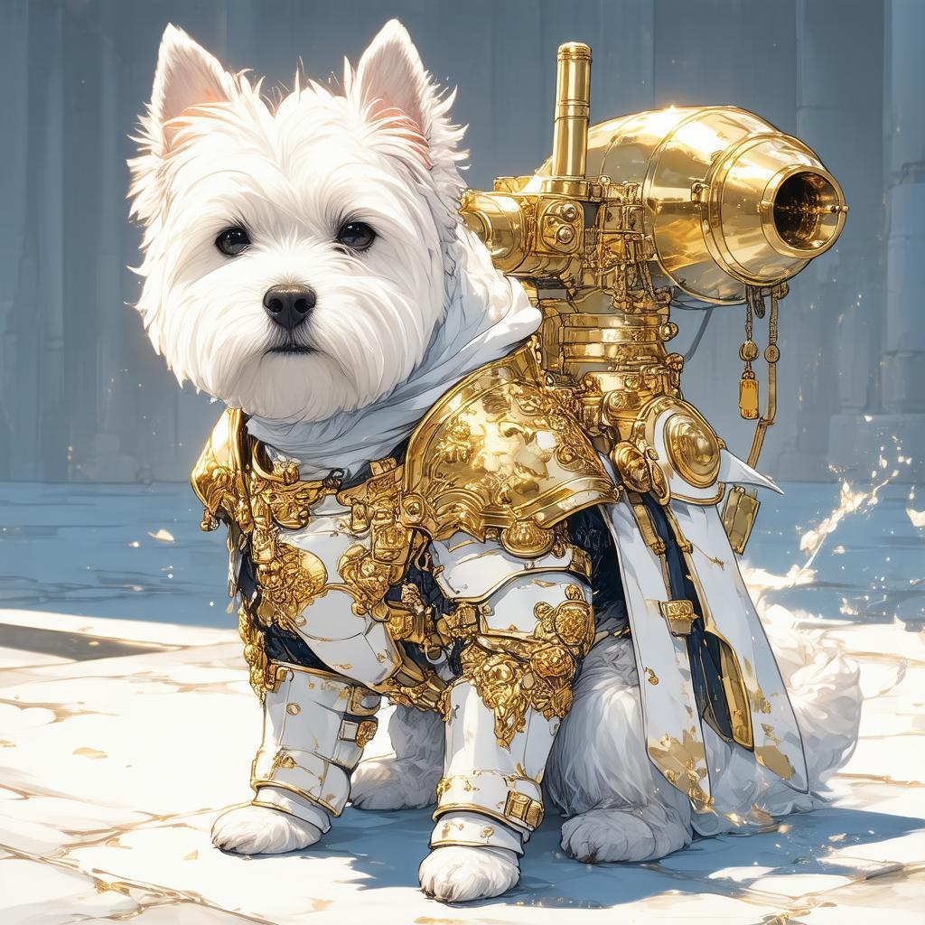 Armored West Highland Terrier With Back Cannon