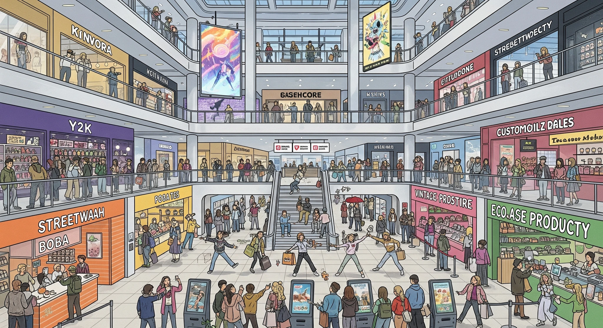 Gen Z Paradise Mall Bustling Scene