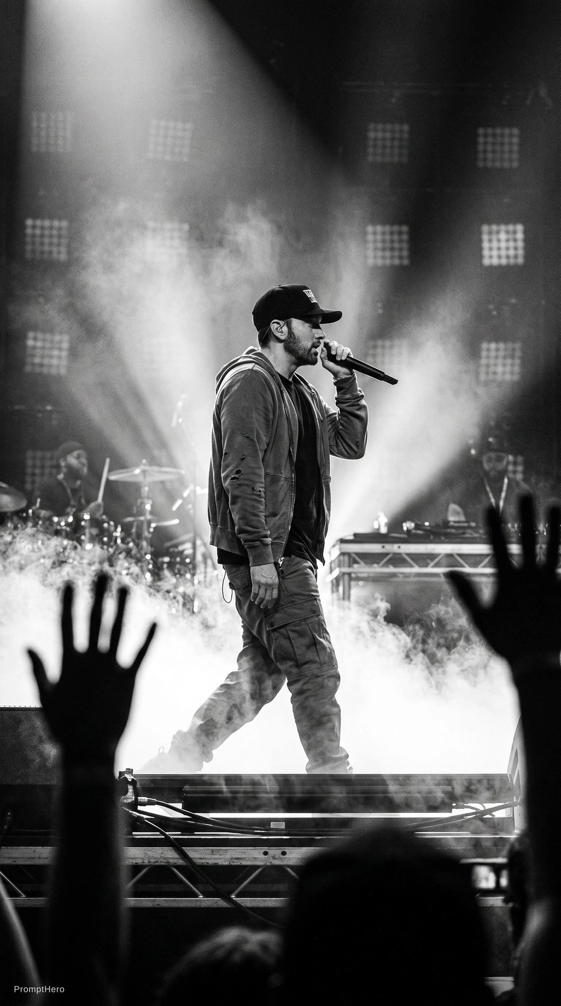 Rapper Baseball Cap Stage Fog