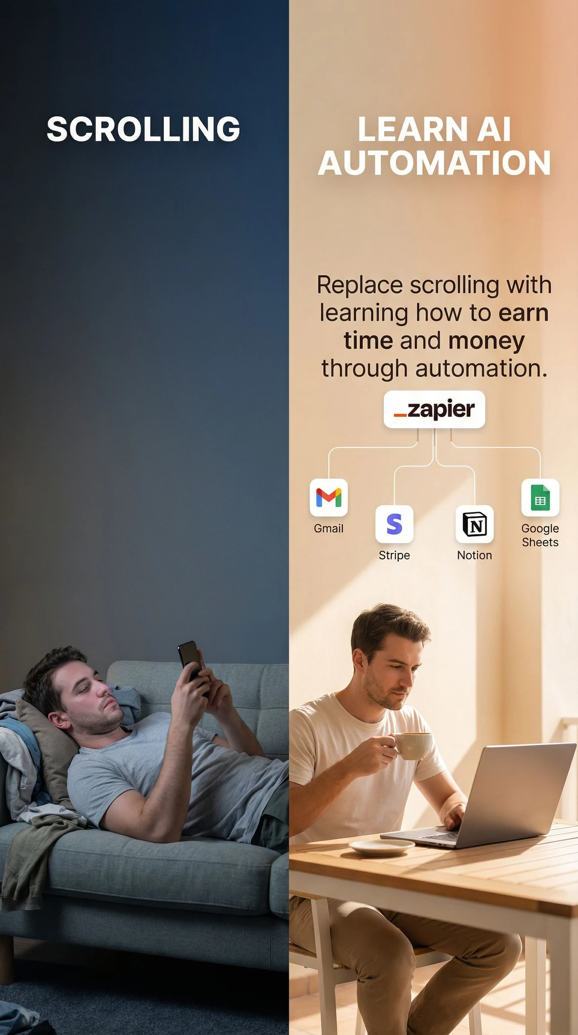 Zapier Automation Split Screen Ad