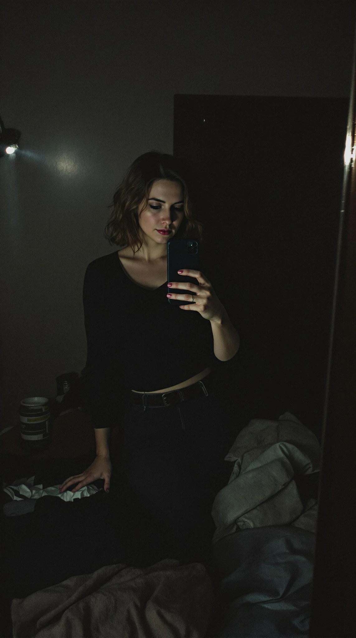 Polish Woman Mirror Selfie Grainy