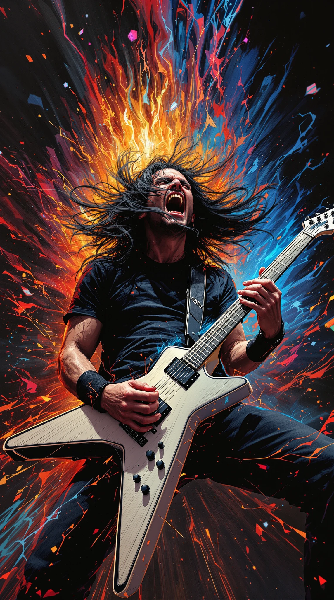 Guitarist Epic Solo Fiery Energy