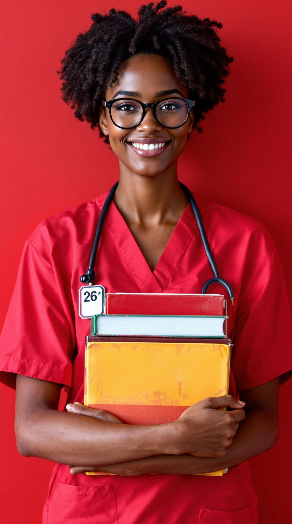 Couple Red Nurse Scrub Portrait