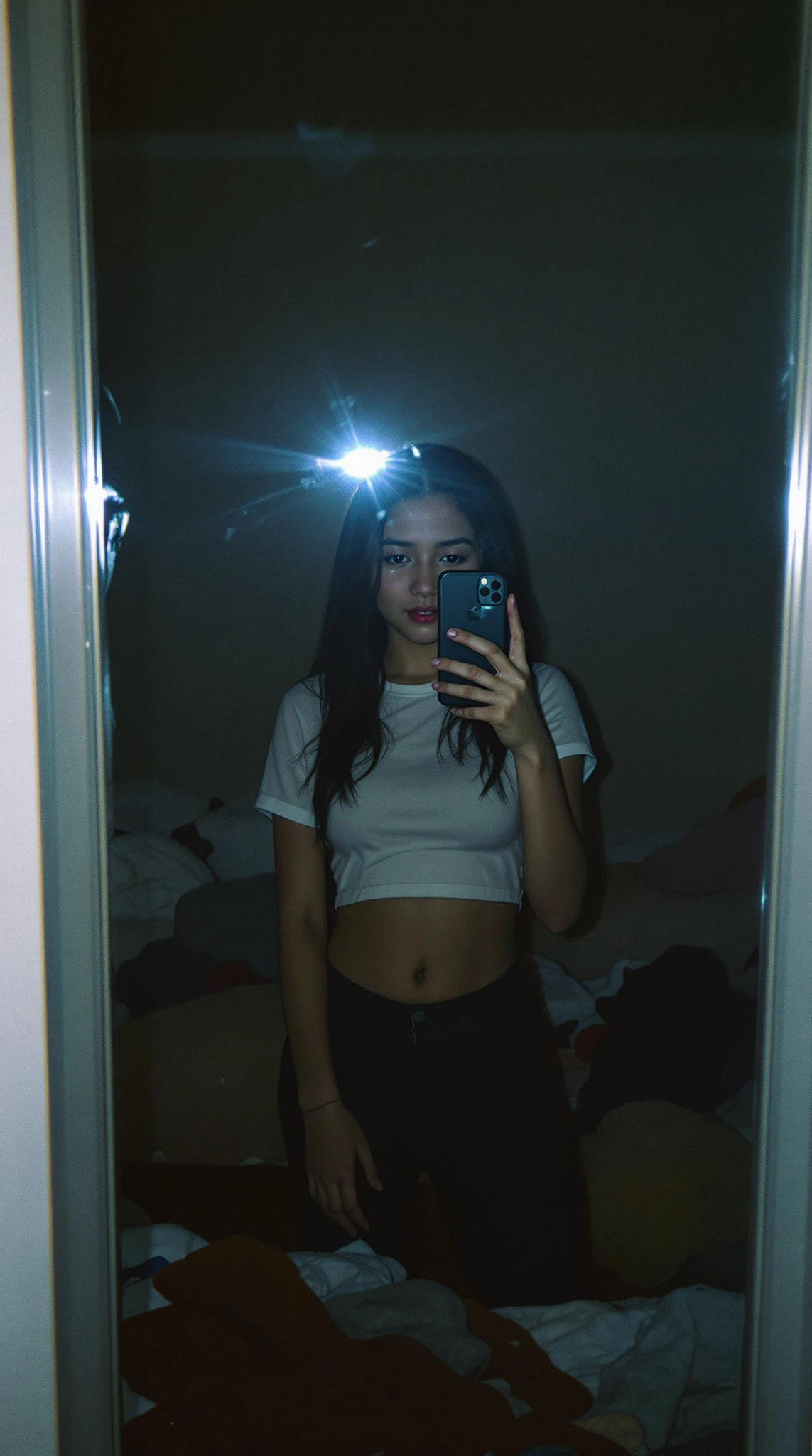 Asian Girl Mirror Selfie Casual