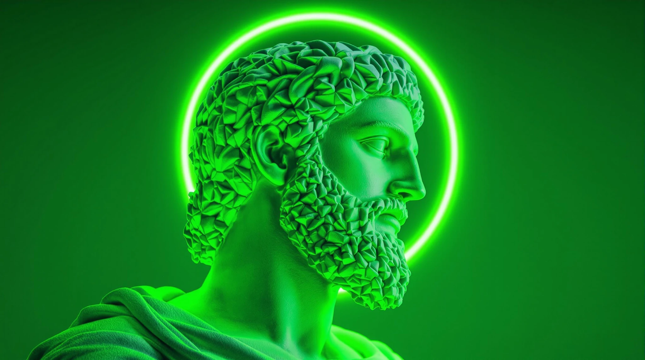 Neon Greek Statue Profile Halo