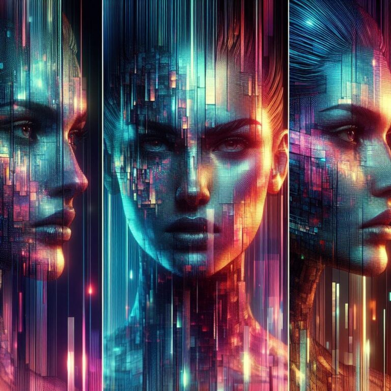 Mixed Multimedia Portrait in Retro-Glitch Art