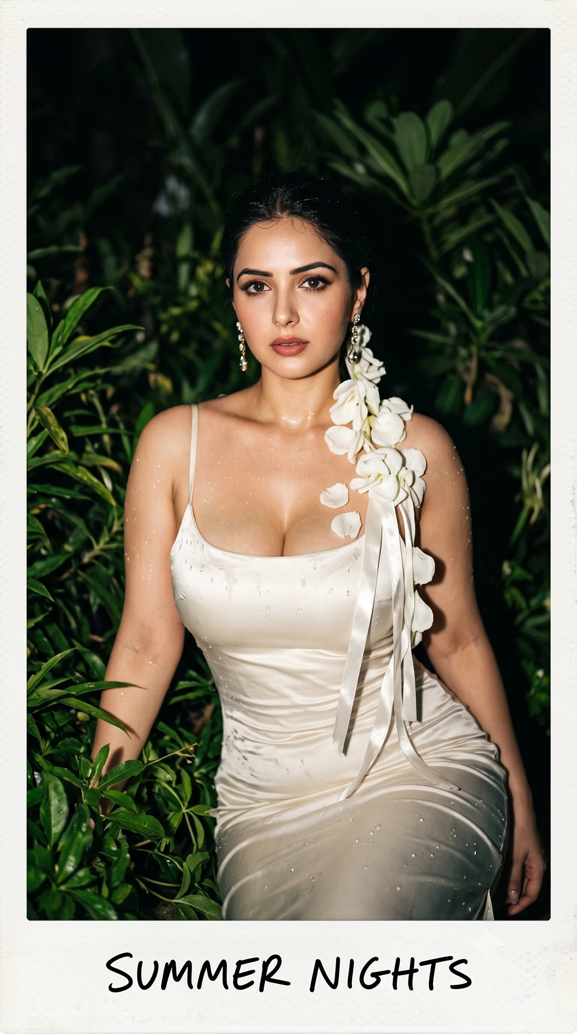 Night Foliage Satin Dress Portrait