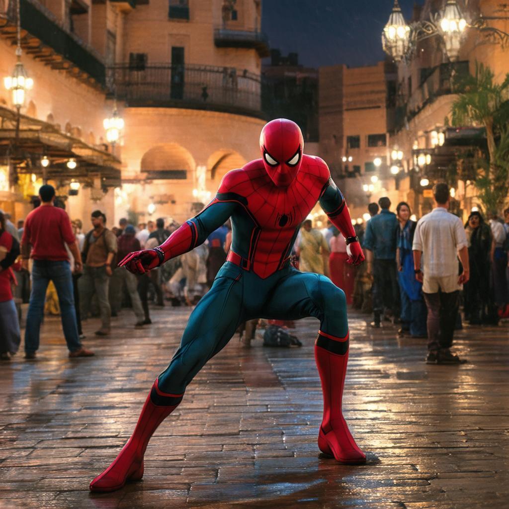 Spiderman Fighting at Jamaa el Fna Square