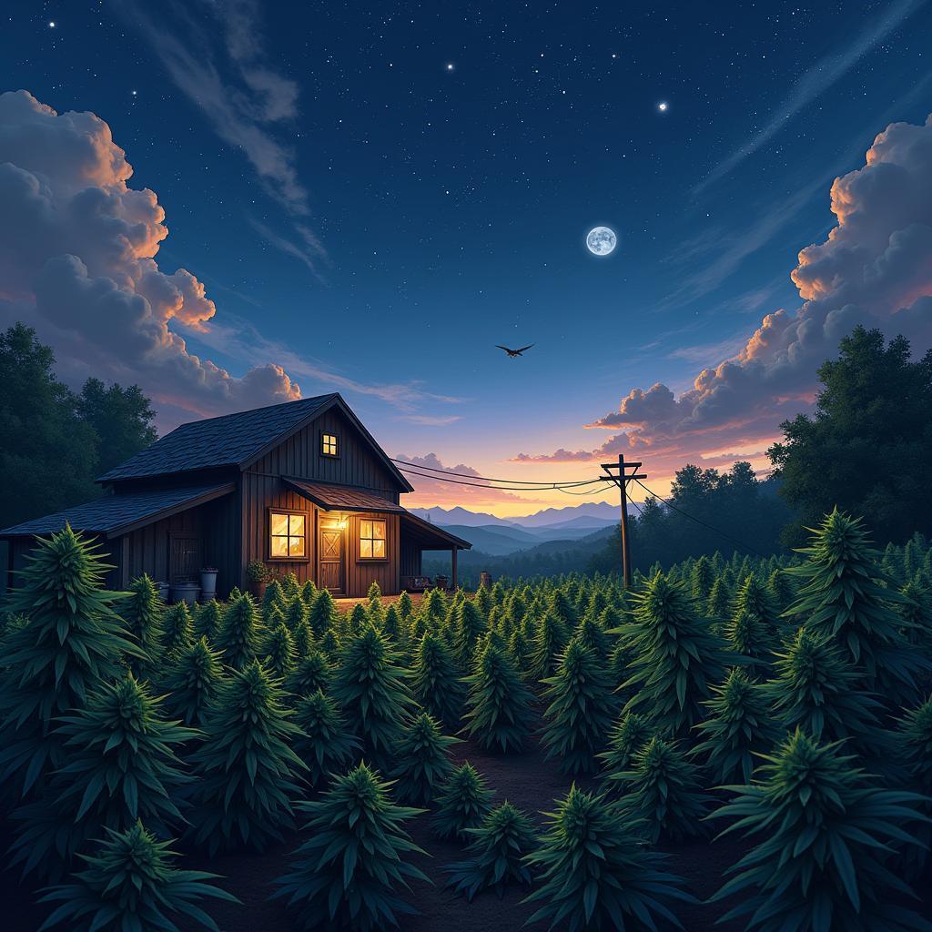 Marijuana Farm Beneath a Starry Cinematic Sky